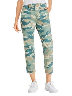 MOTHER Denim The Shaker Chop Crop Blue Green Camo Pants